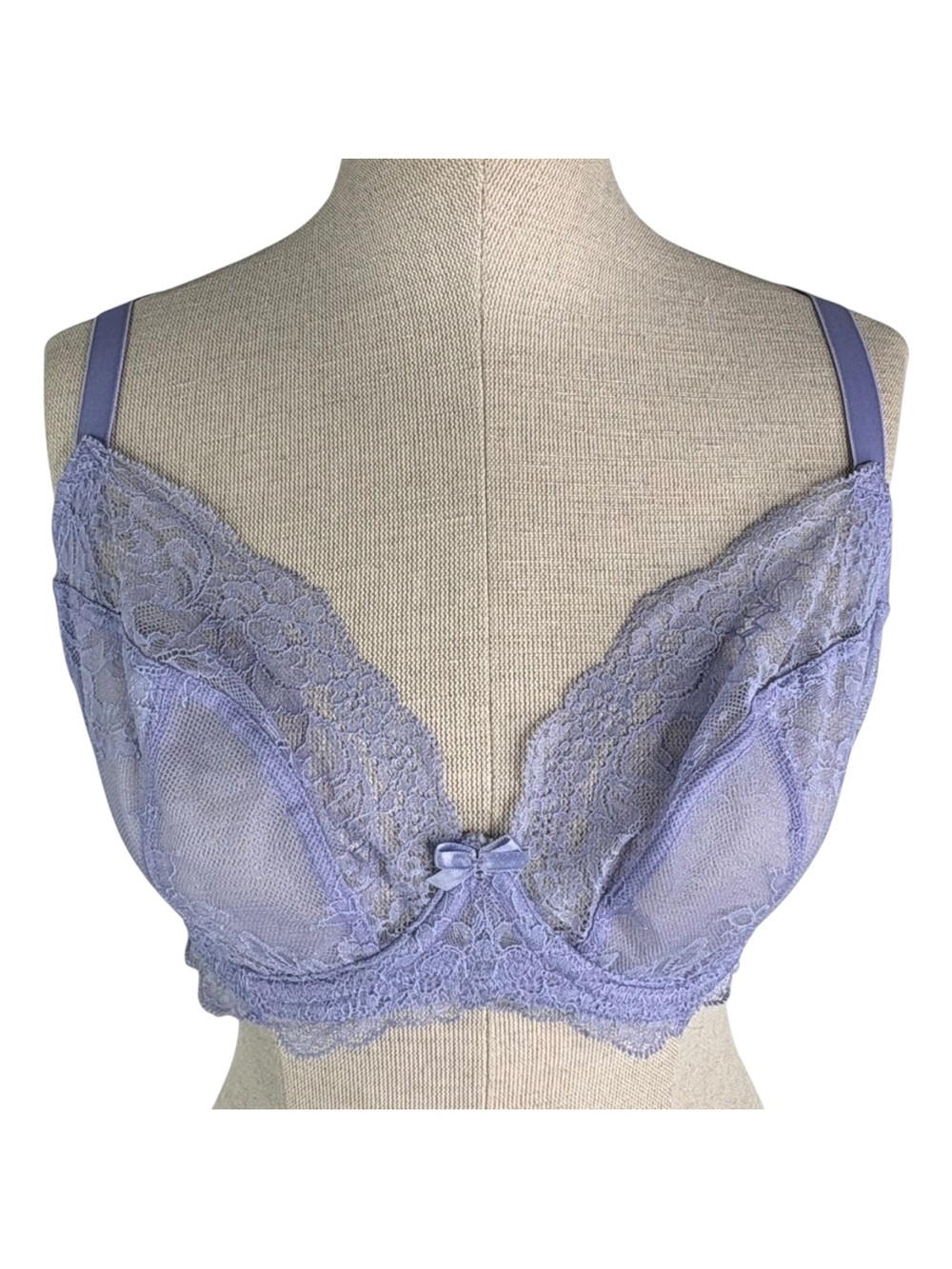 Panache Ana Plunge Bra sz 34F (UK) * Lavender Light Purple Lace Underwire